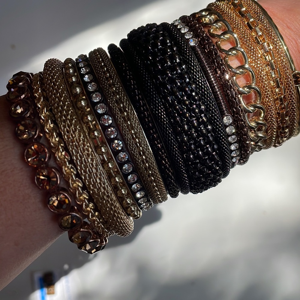 Bangles by RJ Graziano. GLAM 13 total Goldtone bangles. Size Small - Picture 2 of 13